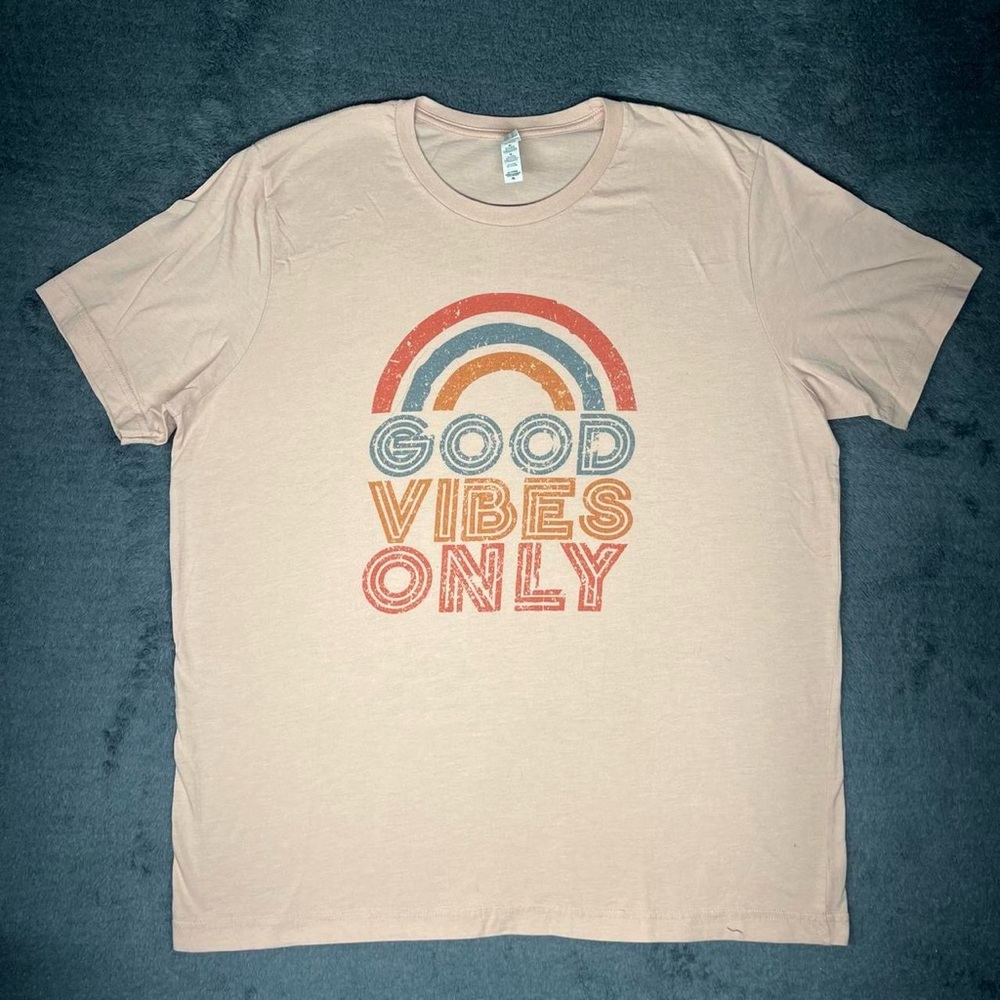 Good Vibes Only Rainbow Graphic Tee – Mental Health & Positivity Focus